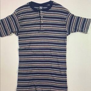 Striped Short Sleeve Henley Tee